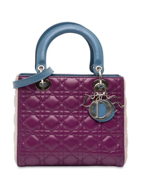 Christian Dior Pre-Owned 2014 Medium Tricolor Lambskin Cannage Lady Dior satchel Purple C2A8U6YBDLFJPKEV