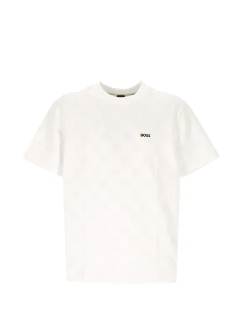 BOSS cotton-blend T-shirt with tennis-ball jacquard White 50558867