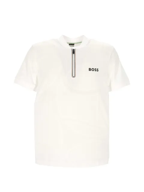 BOSS perforated quarter-zip polo shirt White 50559206