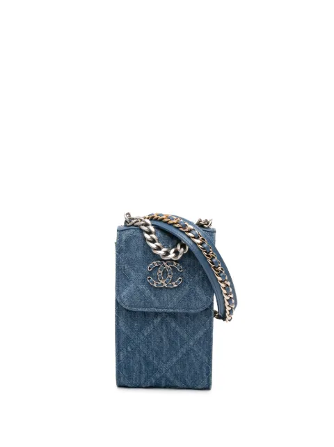 CHANEL Pre-Owned 2021 Denim 19 Phone Holder with Chain satchel Blue 81TTTZ92NN7HCBVY