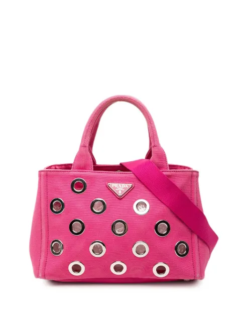 Prada Pre-Owned 2013-2026 Small Canvas Canapa Grommet satchel Pink 52UUO4N1GKBPUPP2