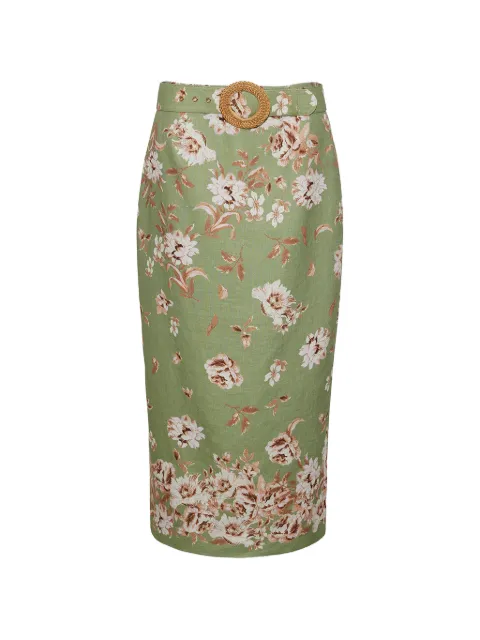 Cara Cara floral-print belted midi skirt Green 238LFFS
