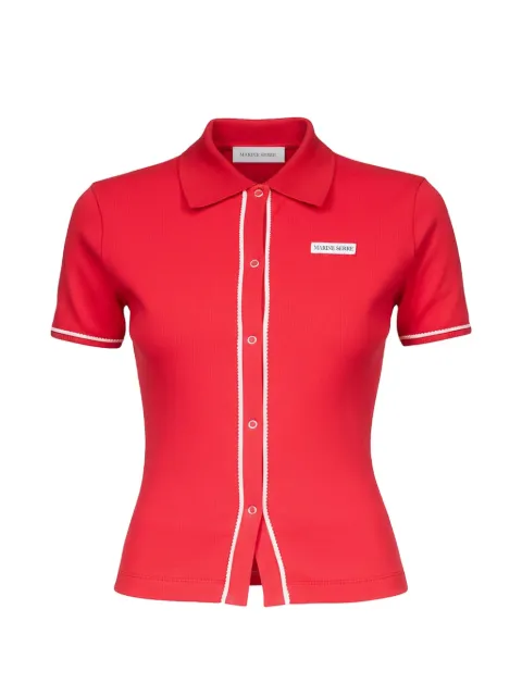 Marine Serre ribbed-trim shirt Red WSI038ACJER0011RD10
