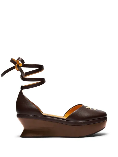LILI CURIA Petra lace-up platform sandals Brown LC81615