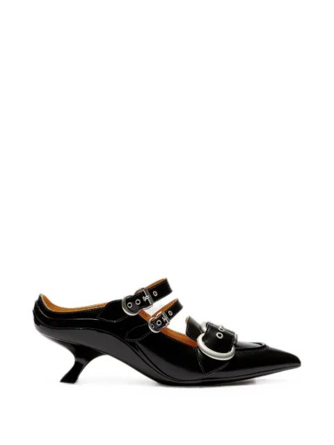 LILI CURIA Astrid buckle-detail pointed-toe mules Black LC33605