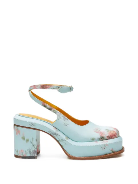 LILI CURIA Nico floral-print heeled mules Blue LC34416