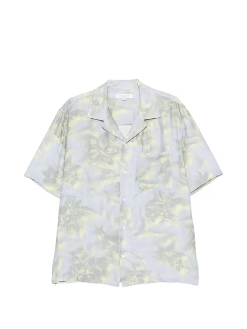 Maison Kitsuné floral-print short-sleeve shirt Blue QM00404WW9109