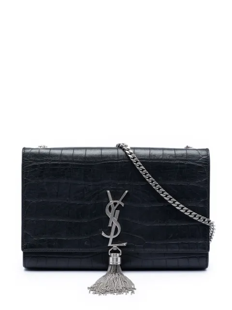 Saint Laurent Pre-Owned 2016 Medium Croc Embossed Leather Kate Tassel crossbody bag Black HM4YGIXVX9TUK4HL
