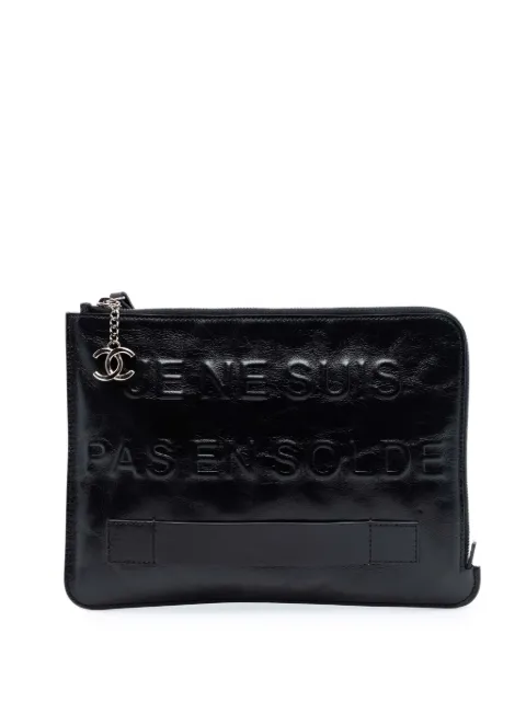 CHANEL Pre-Owned 2014-2015 Distressed Calfskin Je Ne Suis Pas En Solde clutch bag Black DZ0KTKT4XT4E0UQC