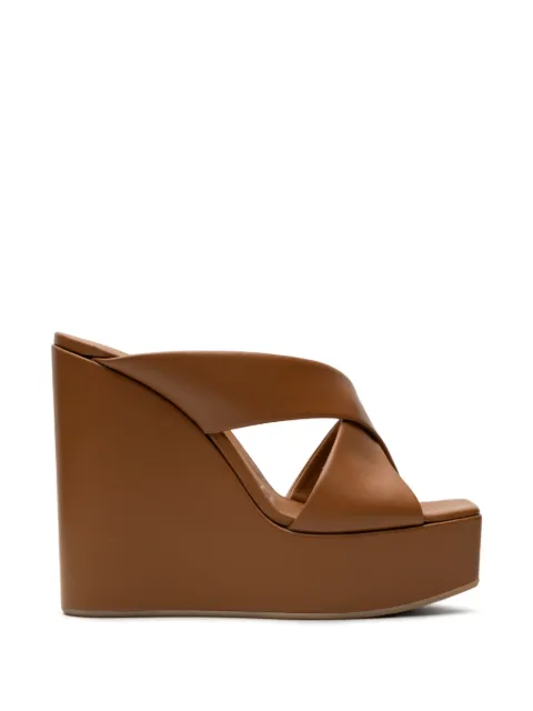 Vicini crossover-strap platform mules Brown C600008