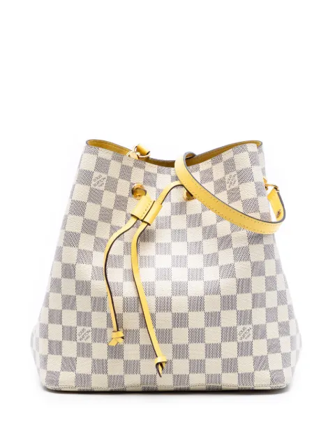 Louis Vuitton Pre-Owned 2019 Damier Azur Neonoe MM bucket bag White DBCQ7JM4KL04N6DP