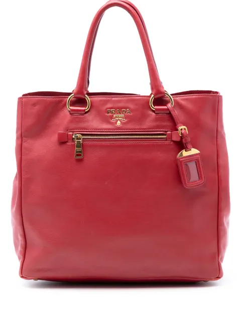 Prada Pre-Owned 2013-2025 Vitello Daino Open Convertible Tote satchel Red BPBK93FND704AN4J