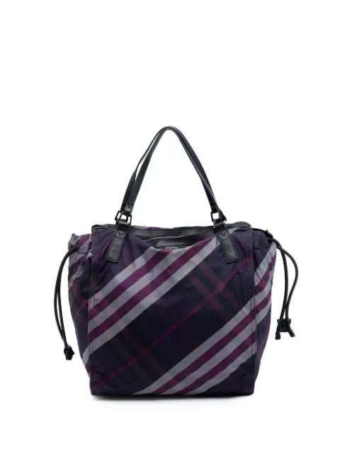 Burberry Pre-Owned 2000-2017 Supernova Check Nylon Buckleigh tote bag Purple V82I7LTJ2TY7A4R3