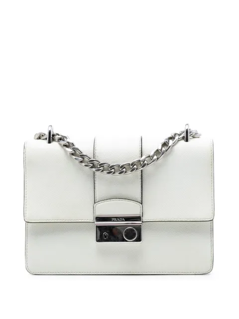 Prada Pre-Owned 2010-2025 Small Saffiano Sound Lock Chain crossbody bag White 8S9OTUIQJ0BP7RB0