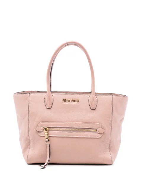 Miu Miu Pre-Owned 2012-2014 Goatskin Madras Front Pocket satchel Pink 7GK1KVR52NOVV2TO