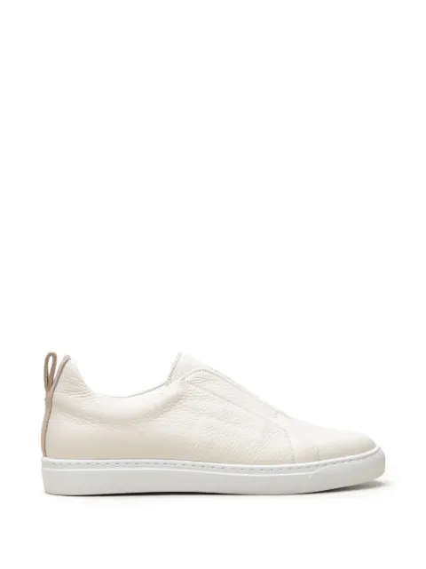 CHUCKIES pebbled-leather slip-on sneakers Neutrals TOMMASO