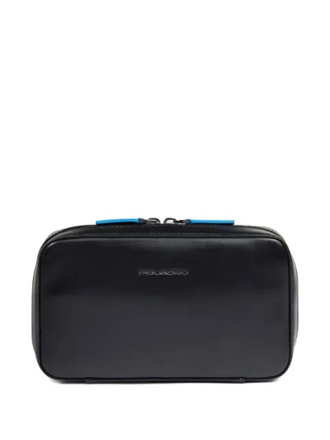 PIQUADRO logo-plaque leather pouch Black AC6895B2