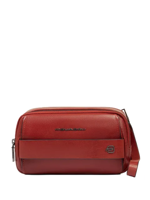 PIQUADRO logo-plaque leather clutch bag Red AC7032S141