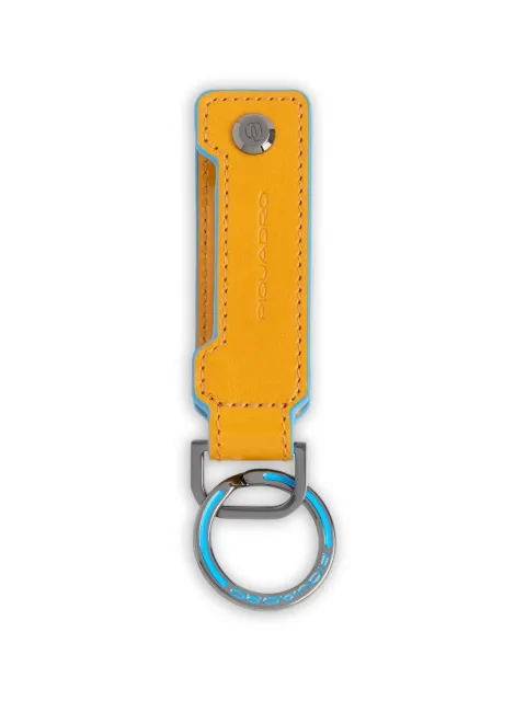 PIQUADRO logo-debossed leather keyring Yellow PC7089B2
