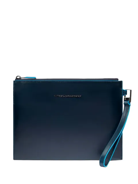 PIQUADRO logo-plaque clutch bag Blue AC6509B2