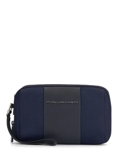 PIQUADRO logo-plaque panelled clutch bag Blue AC5940BR2R