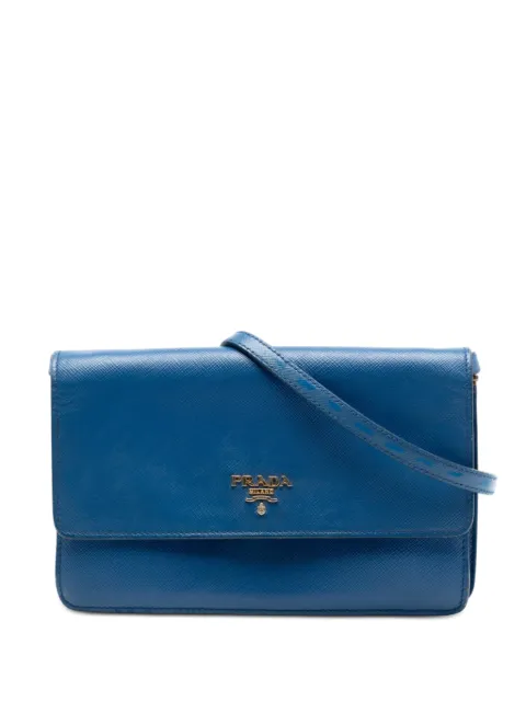 Prada Pre-Owned 2013-2026 Saffiano Wallet on Strap crossbody bag Blue PU79YJHKGJ1H4DZN