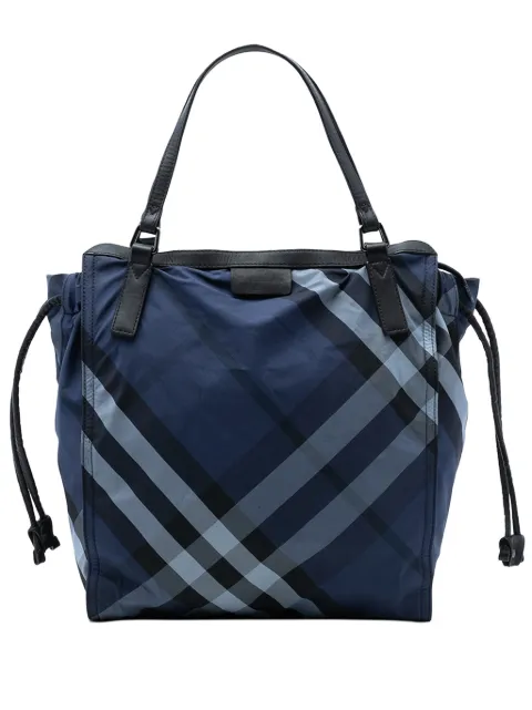 Burberry Pre-Owned 2000-2017 Supernova Check Nylon Buckleigh tote bag Blue 3JKBDX5AGN9UHEAG