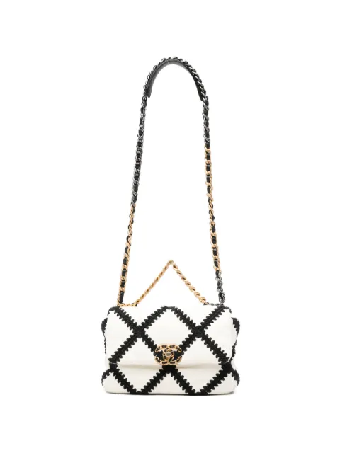 CHANEL Pre-Owned small 19 flap cross body bag White CHANEL19BICOLOR