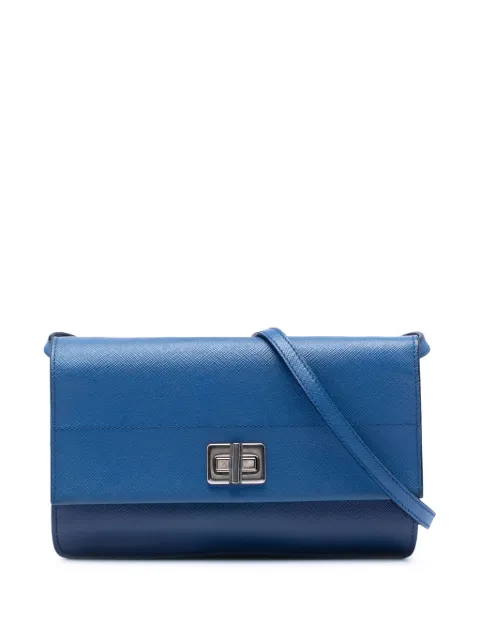 Prada Pre-Owned 2013-2026 Saffiano Turn Lock Wallet on Strap crossbody bag Blue 1T0T12W183HTFB8W