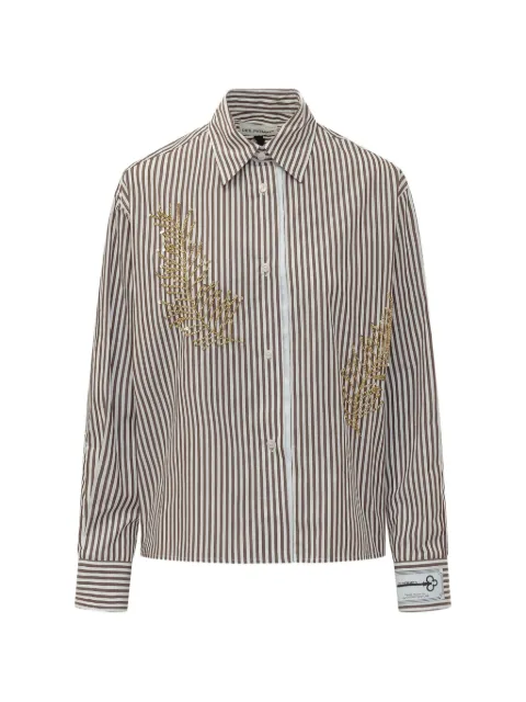 DES PHEMMES sequin-embellished striped shirt Brown D123RBD2141