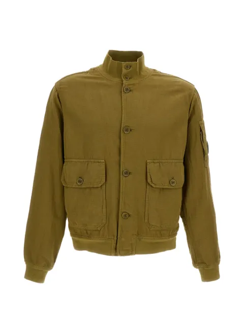 C.P. Company broken twill Lens bomber jacket Green 20CMOW216A006501G644