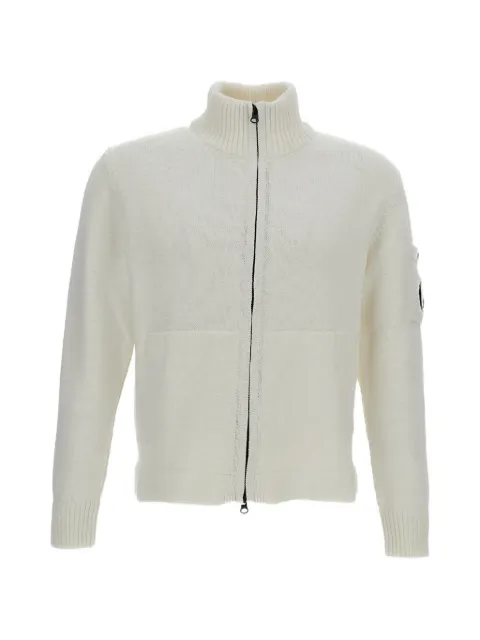 C.P. Company logo-detail zip-up cardigan White 20CMKN092A110058A103