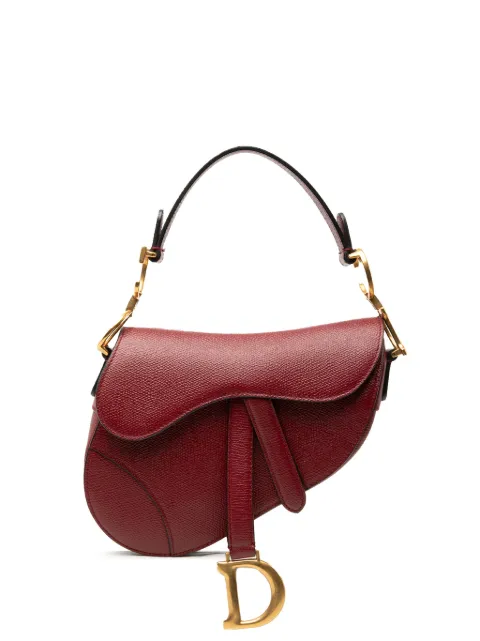 Christian Dior Pre-Owned 2019 Mini Grained Calfskin Saddle Bag satchel Red KAO1QEKL9NWG36DT
