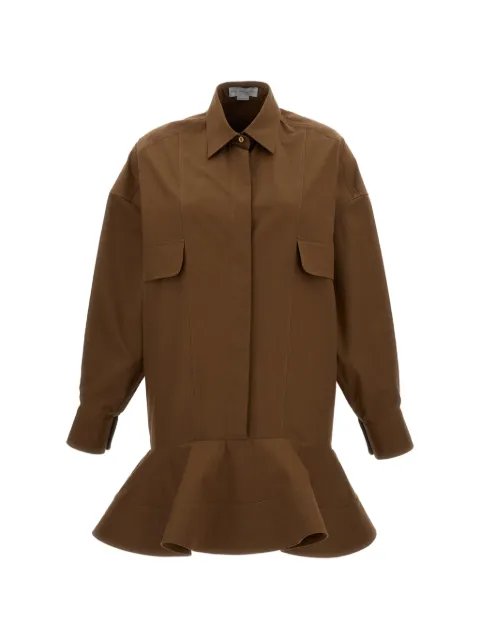 Stella McCartney washed cotton peplum shirt dress Brown 6A06803HU175
