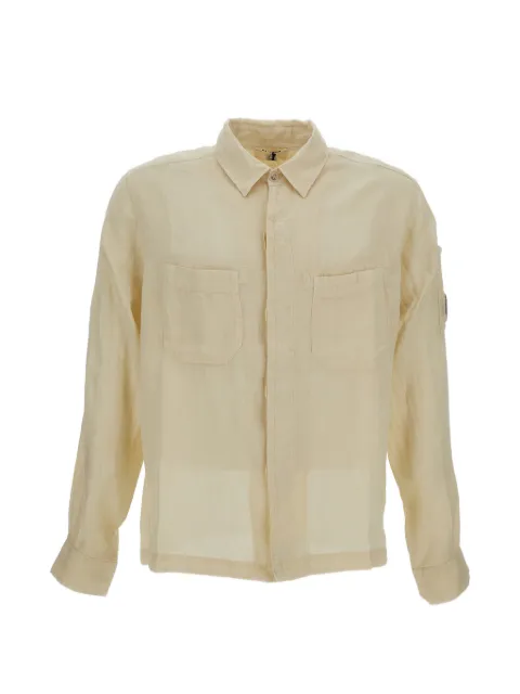 C.P. Company linen long-sleeve button Lens shirt Neutrals 20CMSH259A110533G114