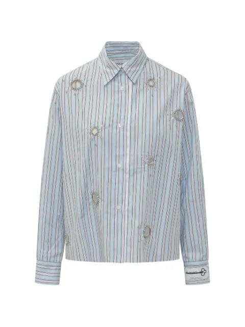 DES PHEMMES crystal-embellished striped shirt Blue D123RHD6580