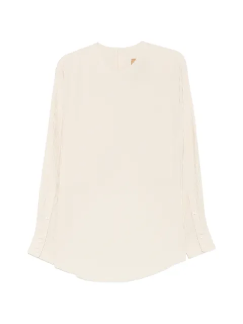 Uma Wang plissé long-sleeve blouse Neutrals UW1041