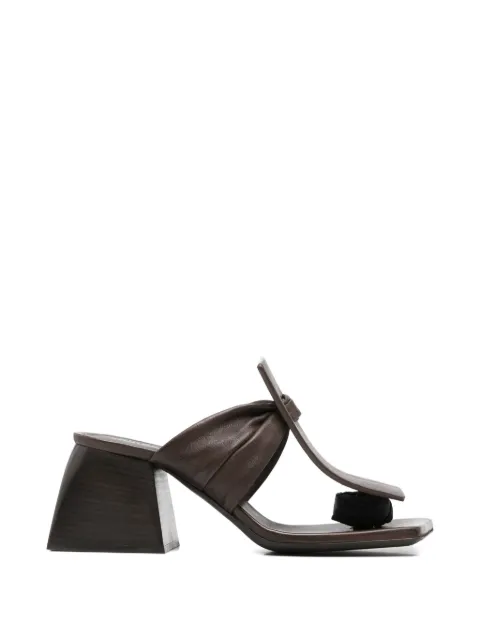 Uma Wang ruched square-toe sandals Brown US9176UW690