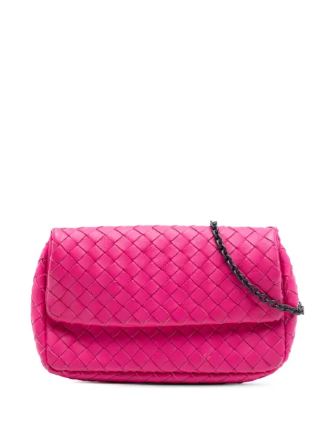 Bottega Veneta Pre-Owned 2012-2026 Mini Nappa Intrecciato Expandable Chain Flap crossbody bag Pink 5PFOI5UIVJD0W3YH