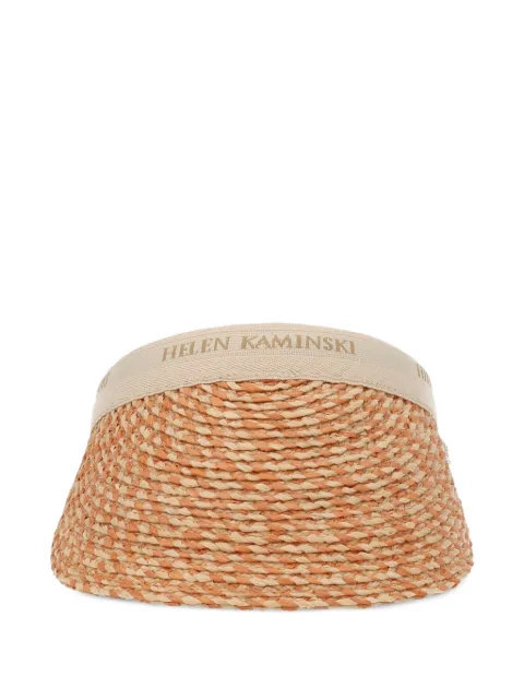 Helen Kaminski woven-raffia visor Orange HAT52491