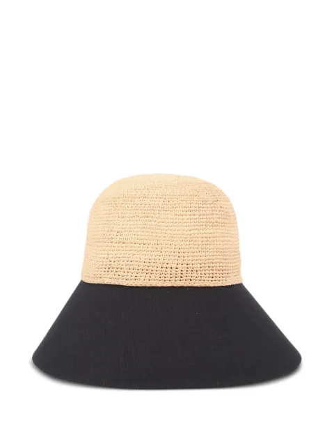 Helen Kaminski Blaise raffia linen-panel cap Neutrals HAT52299