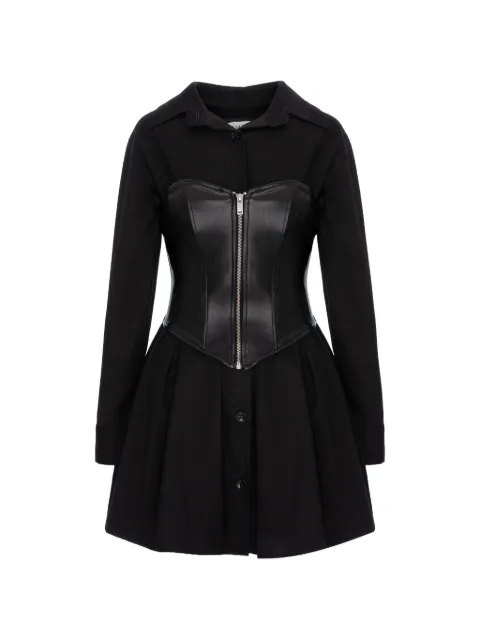 HAMZA Maris zip-up leather corset dress Black MARISDRESSWITHLEATHERCORSET