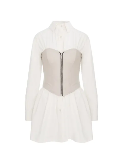 HAMZA Maris zip-up leather corset dress White MARISDRESSWITHLEATHERCORSET