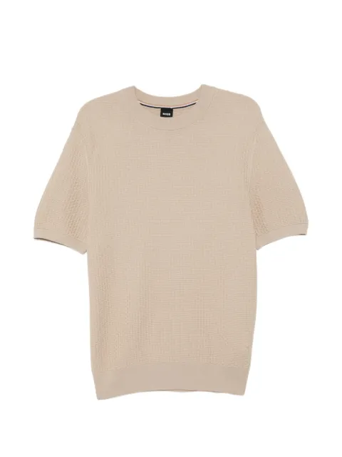 BOSS knitted-structure T-shirt Neutrals 50560468