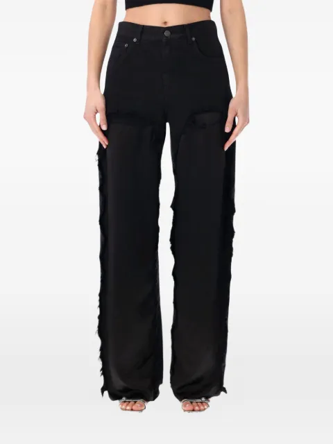 Haikure Bonnie frayed satin-panel jeans Black HEW03330GF181PXT0491