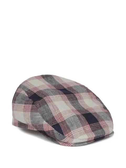 Lock & Co. Hatters Grosvenor checked beret Neutrals GROSVENORCAP100LINEN