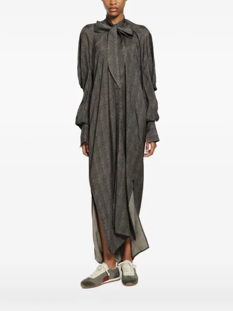 Uma Wang Corey geometric-print draped coat Grey UW8026