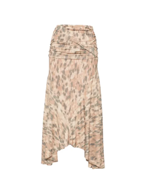 GANNI printed ruched skirt Neutrals A1090246