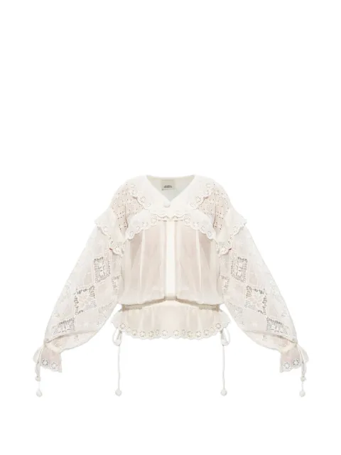 ISABEL MARANT broderie-anglaise drawstring blouse White HT0886FAD2J17I