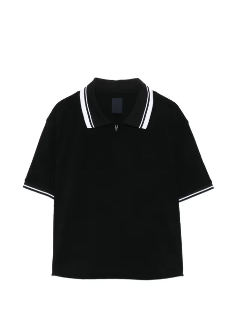 Juun.J zip-fastening stipped polo shirt Black JW6542W545